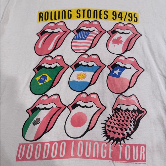 *RARE* White Rolling Stones Voodoo Lounge Tour 1995 T-shirt tour-tee - Picture 2 of 7